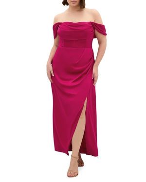 City Chic Forbidden Love Off The Shoulder Maxi Dress - Pink
