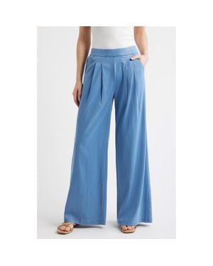 Hue Wide Leg Pull-On Denim Pants - Blue