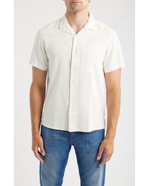 Solid Allan Solid Linen Blend Camp Shirt - White