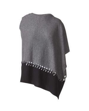 Kinross Cashmere Twist Stitch Poncho - Gray