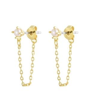 st. Moran Freshwater Pearl Front/Back Earrings - Metallic