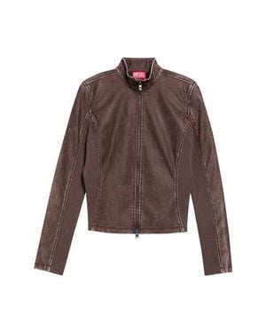 DIESEL T-Hunder Biker Jacket - Brown