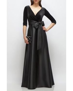 After Six Mixed Media Gown - Black