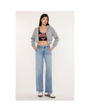 Kancan Alma Essentials Mid Rise Wide Leg Trouser Jeans - Blue