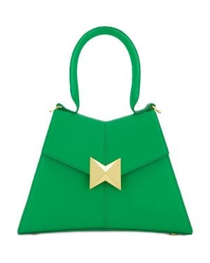 Mac Duggal Hardware Detail Angular Top Handle Small Leather Handbag - Green