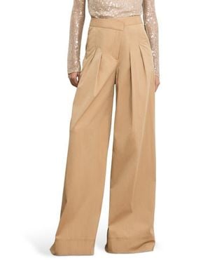 Veronica Beard Heron Pleated Wide Leg Pants - Natural