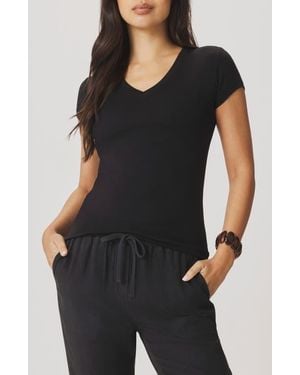 Splendid Josie Stretch V-Neck T-Shirt - Black
