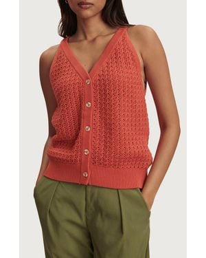 Varley Alessia Open Stitch Cotton Sweater Tank - Red