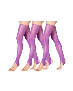 LECHERY 3-Pack Glossy Stirrup Party Thigh Highs - Purple