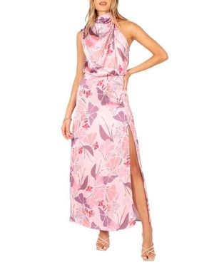 Petal & Pup Amelie Floral Sleeveless Satin Maxi Dress - Pink