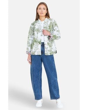 Yumi' Collar Reversible Cotton Quilted Jacket - Blue