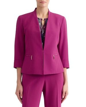 Kasper Stretch Crepe Open Front Cardigan Jacket - Purple