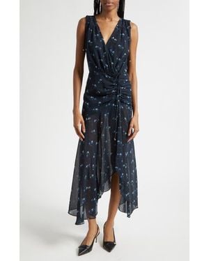 Veronica Beard Dovima Floral Sleeveless Asymmetric Maxi Dress - Blue