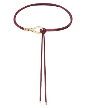 petit moments Chrome Buckle Faux Leather Tie Belt - White