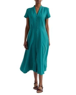 Seasalt Cornwall Carved Wood Linen Midi Dress - Green