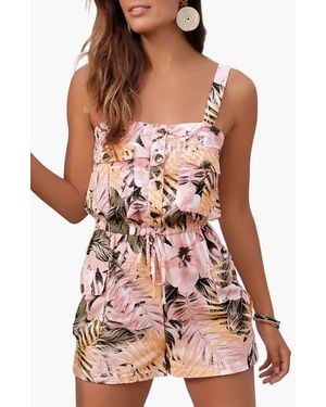 Lascana Patterned Button Detail Romper - Multicolor