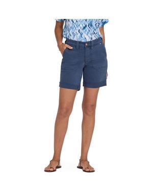 NYDJ Diana Relaxed Fit Raw Hem Cuffed Denim Shorts - Blue
