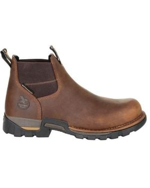 Georgia Boot Eagle One Steel Toe Waterproof Chelsea Work Boot - Brown
