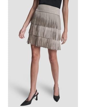 DKNY Studded Fringe Faux Suede Miniskirt - Multicolor
