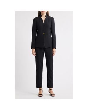 Tahari Notch Neck Long Sleeve Jumpsuit - Black