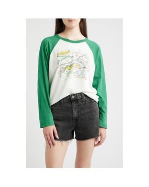 Daydreamer Map Of Nowhere Oversized Raglan Graphic Tee - Green