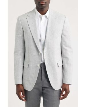 BOSS Hutson Slim Fit Mélange Slub Linen & Cotton Blend Sport Coat - White