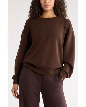Zella Soft Luxe Boxy Crew Sweatshirt - Brown