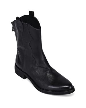 Old Trend Vintage Genuine Leather Western Inspired Mid Shaft Boot - Black