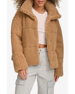 Levi's Quilted Faux Fur Short Teddy Jacket - Brown