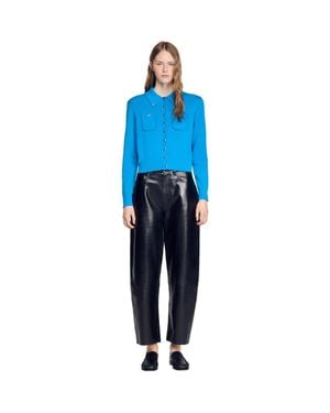 Sandro Cardigan With Metal Buttons - Blue
