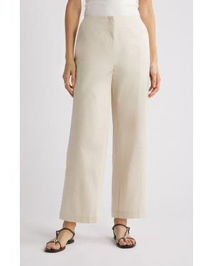 Nordstrom High Waist Stretch Cotton Wide Leg Pants - Natural