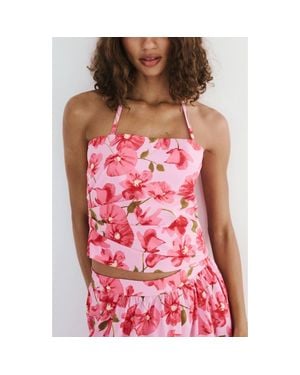 Mango Floral Halter Neck Top - Pink