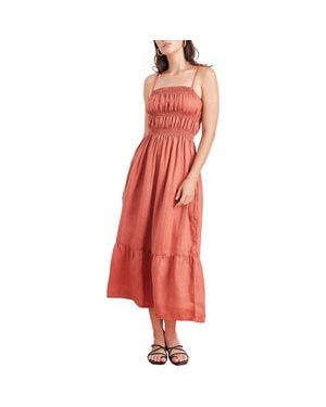 Paneros Clothing Emilia Linen Midi Dress - Red