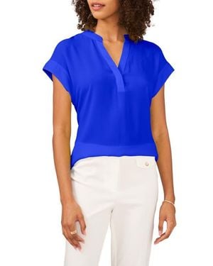 Chaus Split Neck Georgette Blouse - Blue