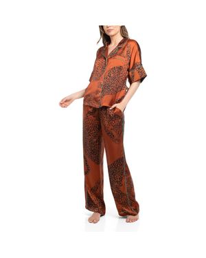 MIDNIGHT BAKERY Tiger Print Satin Pajamas - Brown