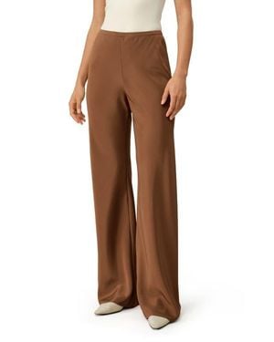LILYSILK Bias Cut Straight Leg Silk Pants - Brown