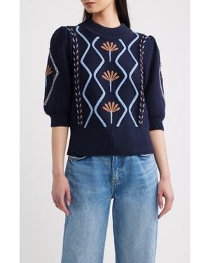 Rails Addy Cable Stitch Sweater - Blue