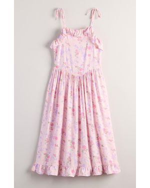 Nordstrom Kids' Floral Ruffle Tie Strap Sundress - Pink