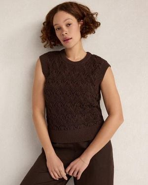 Haven Well Within Organic Cotton Chain Pointelle Sweater Vest - Brown