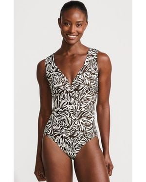 Lands' End Sculpting Suit Sweetheart V-Wire High Leg One Piece Swimsuit - Brown