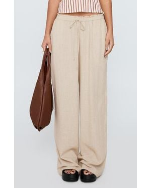 Princess Polly Seascape Tie Waist Wide Leg Pants - Natural