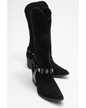 Prologue Shoes Lumen Block Heel Western Boot - Black