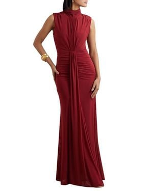 Reiss Daniella Drape & Ruched Detail Sleeveless Gown - Red