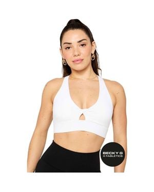 Fabletics Oasis Twist Medium Impact Sports Bra - White
