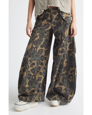R13 Siouxsie Field Leopard Print Cargo Pants - Black