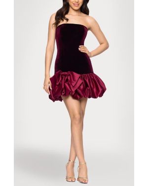 Blondie Nites Mixed Media Bubble Hem Cocktail Minidress - Red