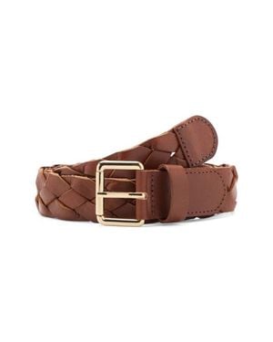 Mango Starring Hailey Bieber Braided Leather Belt - Brown