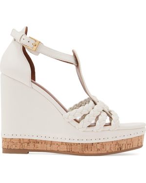 Reiss Frances Braided Wedge Ankle Strap Sandal - White