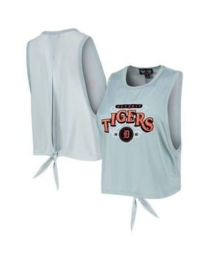 The Wild Collective Light Detroit Tigers Open Back Twist-Tie Tank Top - Blue