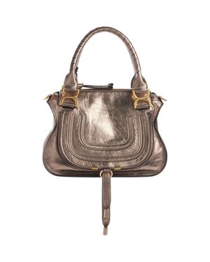 Chloé Small Marcie Metallic Leather Satchel - Brown